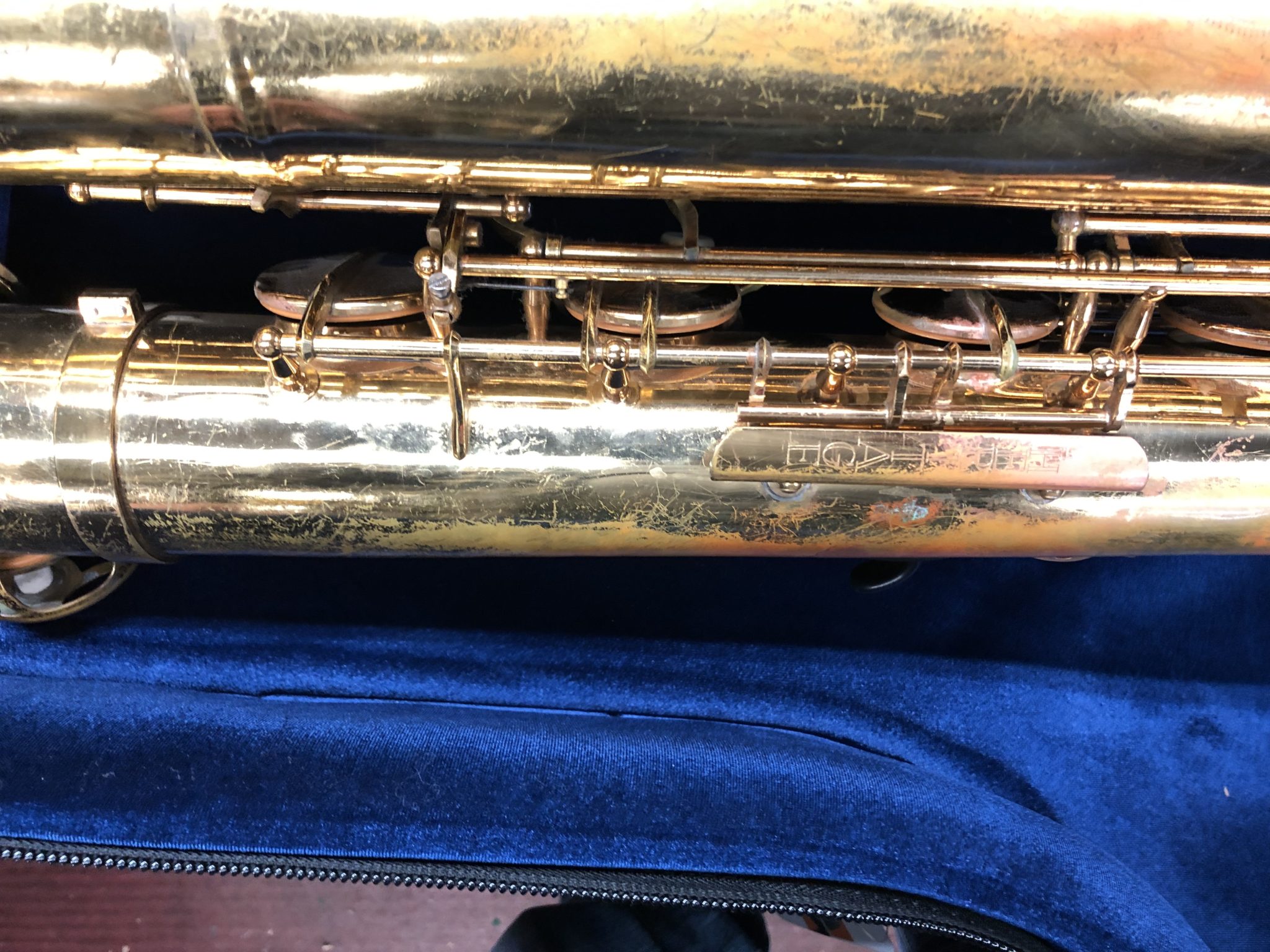 Armstrong Heritage Baritone Sax made by H. Couf Hollis Music and Repair